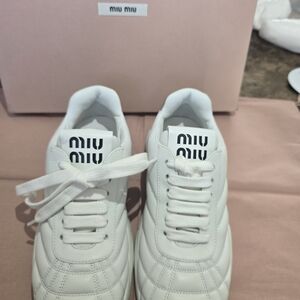 Miu Miu Quilted White Sneakers